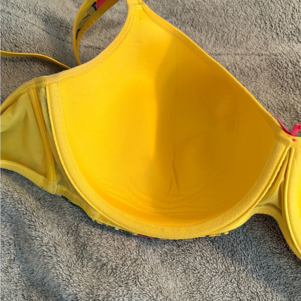 Cacique Yellow Bra 44DD Floral Underwire Adjustable Straps - Picture 9 of 10